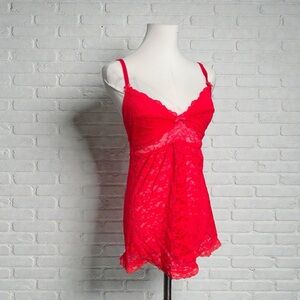 La Senza Neon Pink Lace Babydoll Slip – S